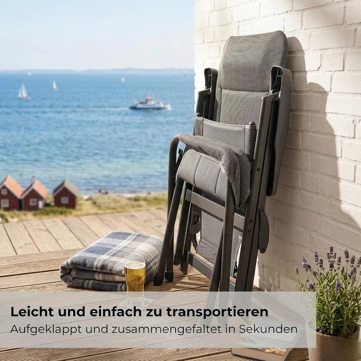 osoltus Alu Camping Klappsessel Hochlehner mit Hocker 3D Soft Touch Open-Grey – Bild 9