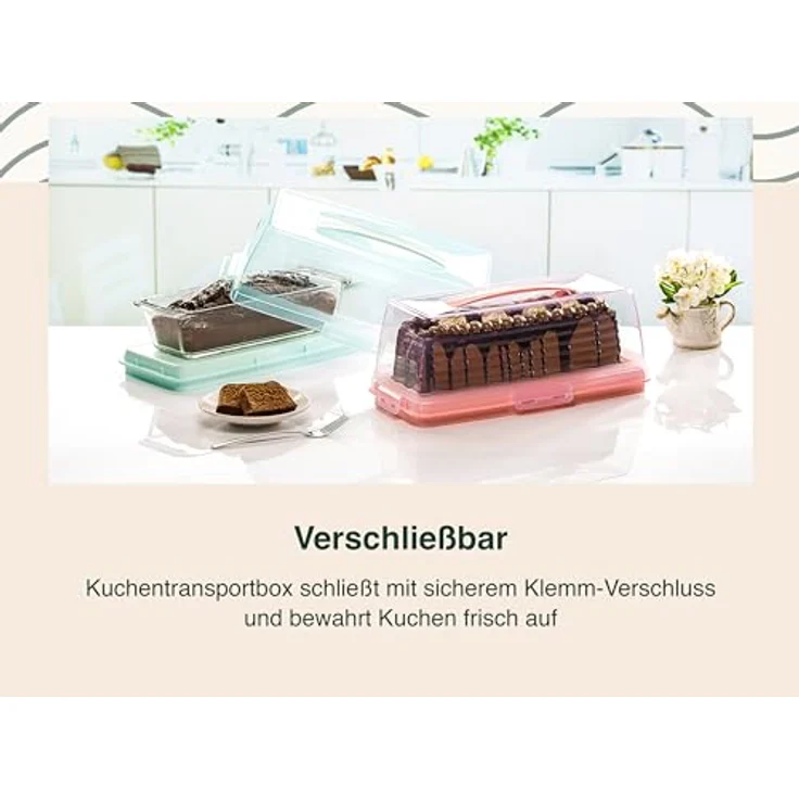 uandu home Kuchentransportbox Tortentransportbox mit Haube und Griff, Kuchenbehälter, Tortenbehälter, (Tortentransportbox mit Haube und Griff, BPA Frei Tortenbehälter), Dishwasher Safe – Bild 4
