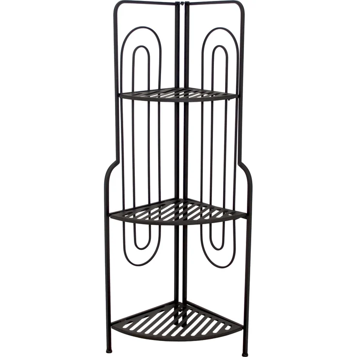 Eckregal Metall Schwarz 36x36 cm 3 Böden Balkon Bad Küche vormontiert – Bild 2