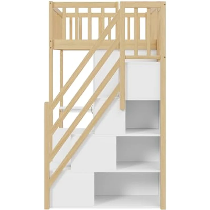 Odikalo Jugendbett Kinderbett Hochbett Kleiderschrank Regal Tisch Treppe 90x200cm – Bild 10