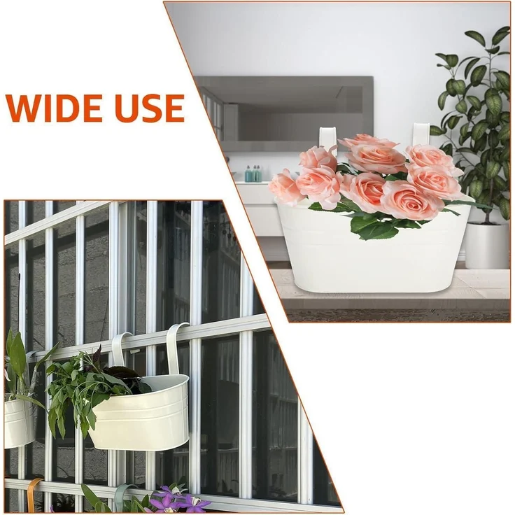 Metall Hängeblumentopf 4er Set 27.5cm Weiß für Balkon Garten – Bild 7