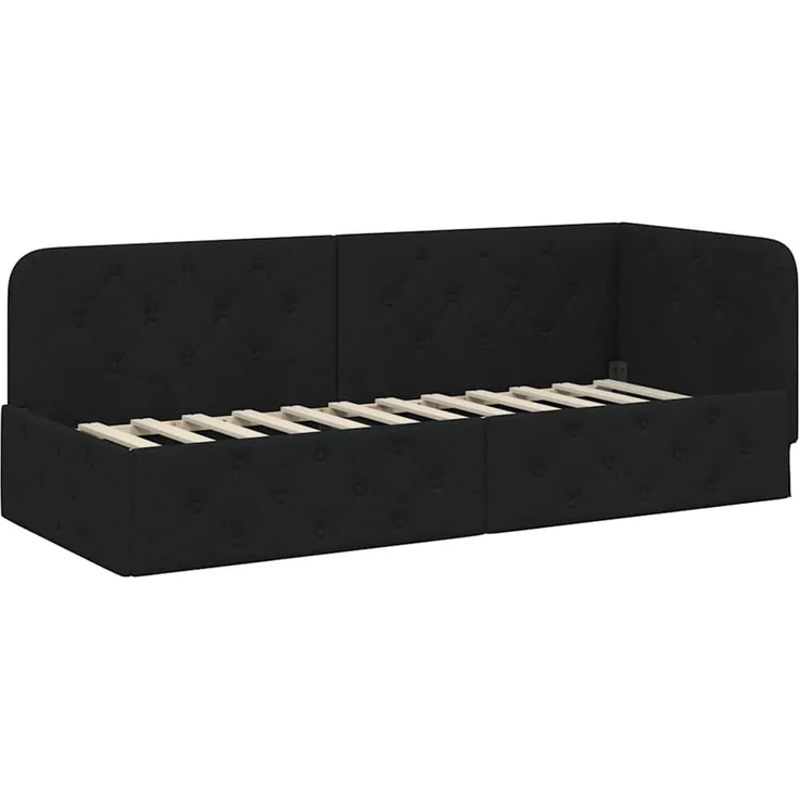 vidaXL Eckbettgestell mit Matratze Schwarz 80 x 200 cm Stoff 3394031 – Bild 5
