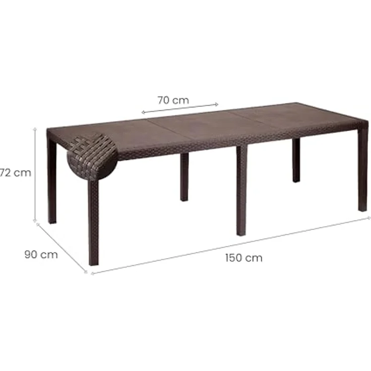 Dmora - Gartentisch Roma, Rechteckiger ausziehbarer EssRegal, ausziehbarer Gartentisch in Rattan-Optik, 100 % Made in Italy, 150/220x90h72 cm, Braun – Bild 4