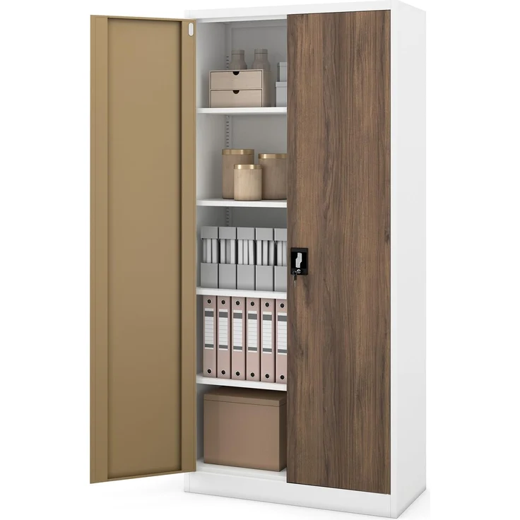 Jan Nowak Metallschrank abschließbar Aktenschrank Büroschrank Stahlschrank mit 4 verstellbaren Fachböden, Ordnerschrank für Büro Kanzlei Archiv Arbeitszimmer, 195 x 90 x 40 cm