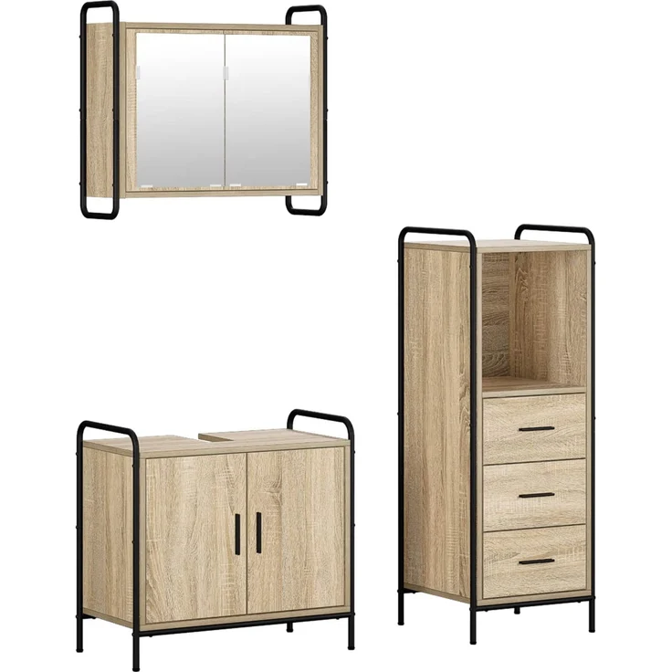 vidaXL Badezimmerschrank-Set 3 stk. Sonoma-Eiche 40 x 36 x 109,5 cm 3444520 – Bild 2