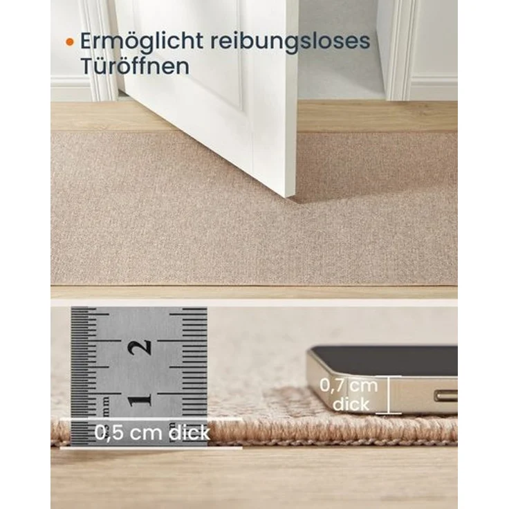 Songmics HOME Teppich, rutschfest, Jute-Optik, maschinenwaschbar, kamelbraun, 80x300 cm – Bild 4