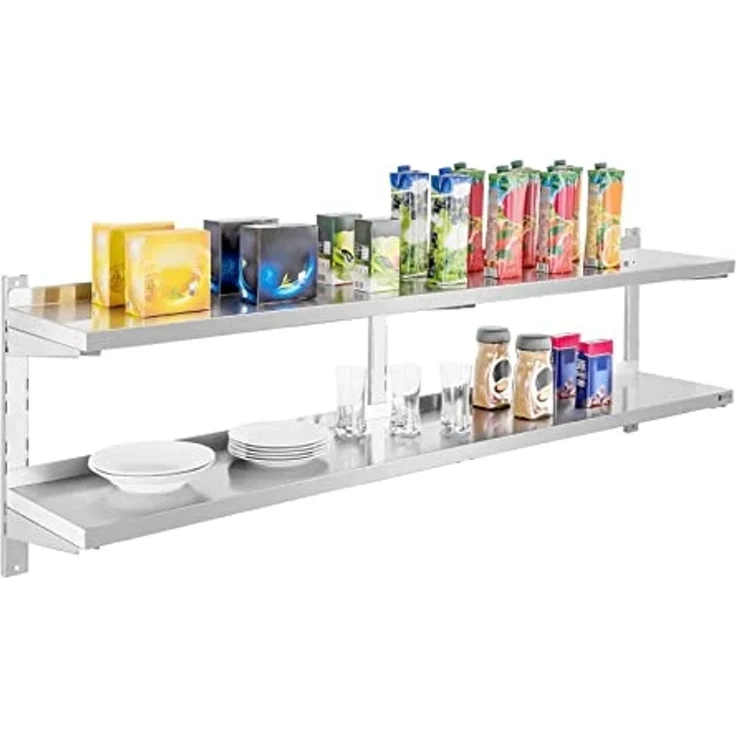 Royal Catering Hängeregal 180 cm 35 kg Gastro doppeltes Regal Wandbord Wandregal Edelstahl – Bild 2