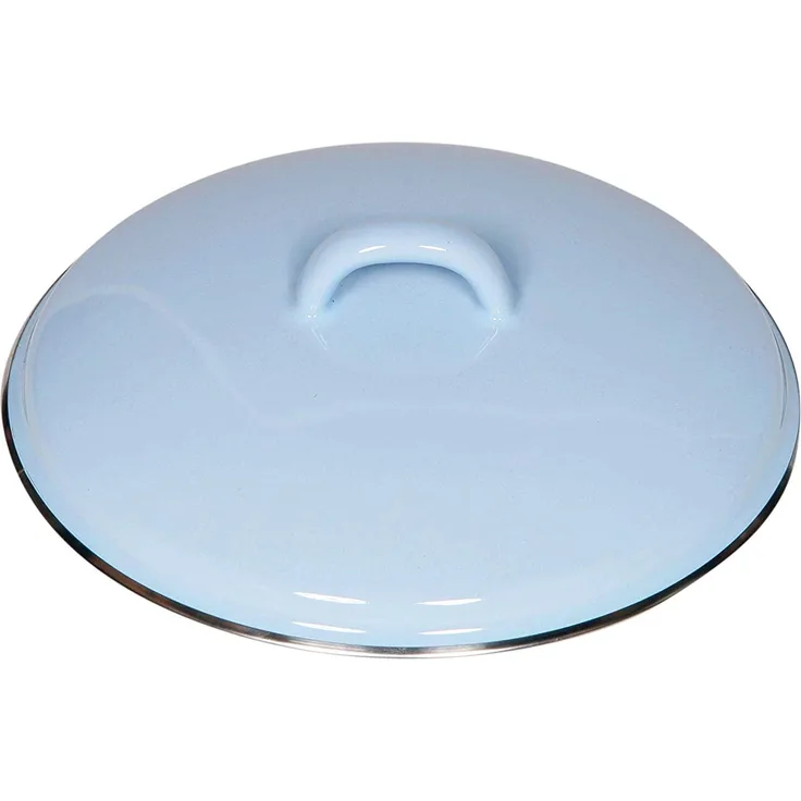 Riess Deckel mit Chromrand 18cm Emaille Blau