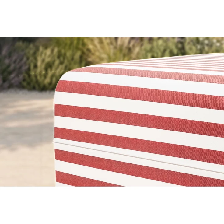 Gestreifter Outdoor-Pouf, weiß und rot – Bild 2