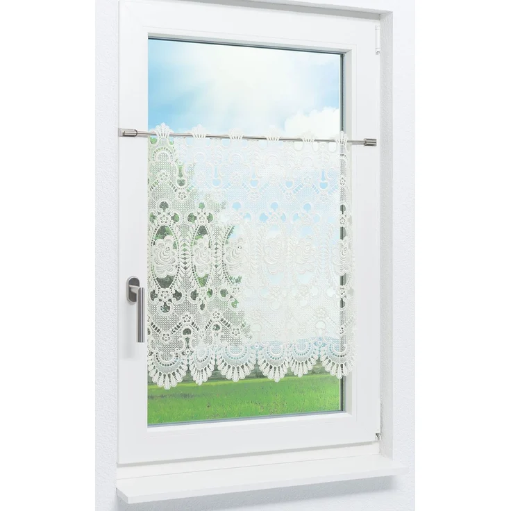 Scheibengardine Plauener Spitze - Blumenspitze #1W (BxH) 157,5cm x 65cm beige – Bild 2
