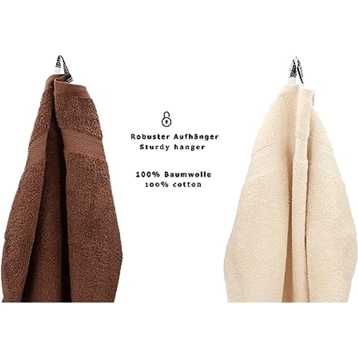 Betz Gästehandtücher 10 Stück Gästetuch Set Premium 30x50 cm Farbe nussbraun und beige, 100% Baumwolle (Set, 10-St) – Bild 5