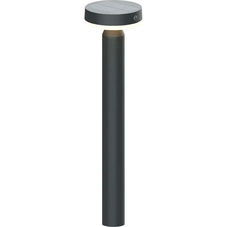BOLD Solar-Wegeleuchte 50 cm mit Bewegungsmelder, Außenlampe Mit Bewegungsmelder, Solarlampen Für Außen, Infrarot-Sensor 100° 2-6m, Solar & USB, IP44 Wetterfest, 3000K Warmweiß, Gun Grey