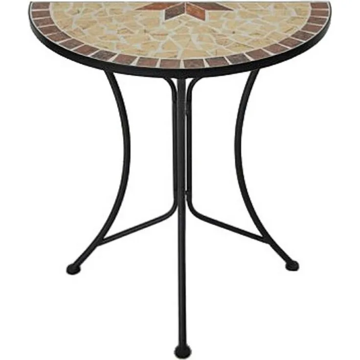 Mosaiktisch AMARILLO halbrund Garten Gartentisch Outdoor Esstisch Mosaik Tisch