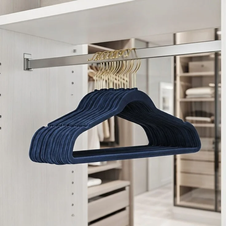 StickandShine Kleiderbügel Samt 25 Stück in verschiedenen Farben mit edlen Goldhaken im Set, (Spar-Set), Designbügel – Bild 3