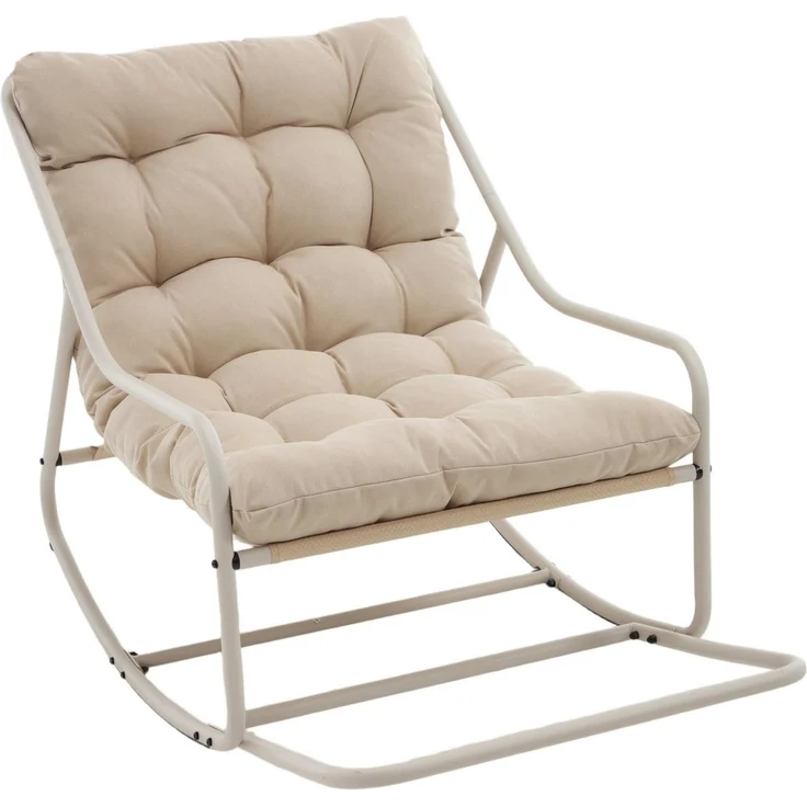 LVHOM Schaukelstuhl mit Fußstütze 75x116x82cm, wasserfestem Gestell für drinnen, draußen (8 cm integriertes Rücken-Sitzkissen, ergonomisches Design, geräuschlos & rutschfest, rostfreier Stahlrahmen, belastbar bis 130 kg), ideal für In-/Outdoor, Balkon,... – Bild 5