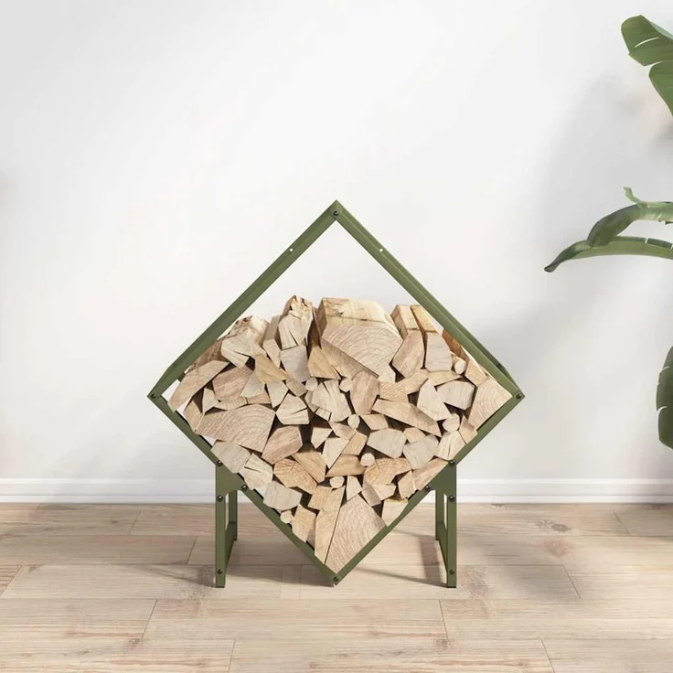 vidaXL Brennholzregal Olivgrün 60x25x60 cm Kaltgewalzter Stahl 864282 – Bild 2