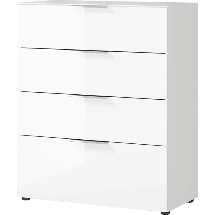 Kommode Owingen / Oakland, Glas, Holzwerkstoff, Weiß, 83 x 102 x 42 cm – Bild 1