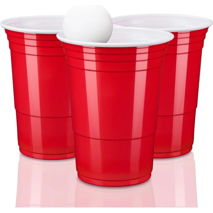 TRESKO Partybecher, 100 Stück, 12 Bälle, Polypropylen rot, 473 ml – Bild 1