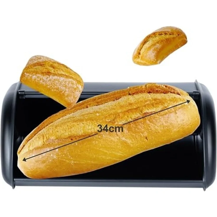 Brotkasten Vilde Brotbox Aufbewahrungsbehälter für Brot aus Stahl schwarz VILDE 36 x 23 x 14 5 cm – Bild 7