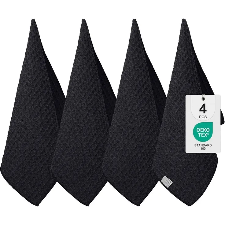 Moosfor 4er Set Microfasertücher 40 x 70cm Schwarz