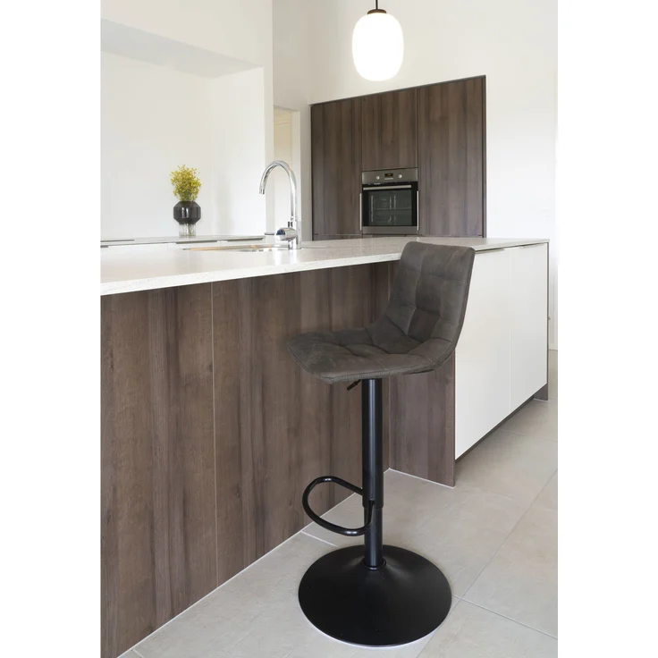 House Nordic Barstuhl, Mikrofaser, dunkelgrau, schwarze Beine, HN1229 - 2er set – Bild 7