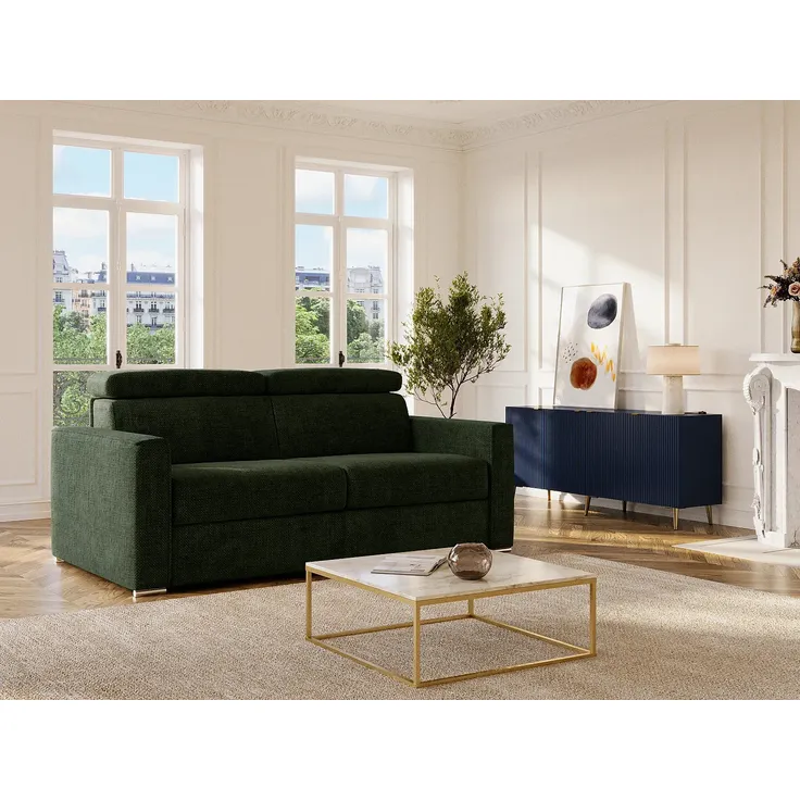 Vente-unique - VIZIR Sofa Stoff Grün - B 223 cm94 cm x H 110 cm95 cm x L 216 cm