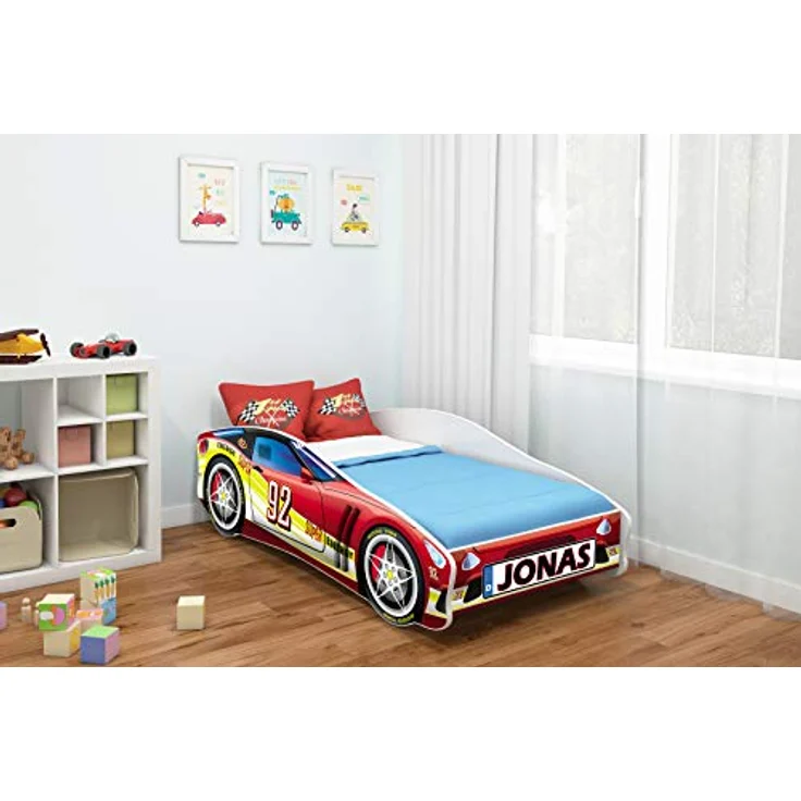 Kinderbett Autobett Auto Junior mit Lattenrost und Matratze 140x70 160x80 180x80 ACMA (140x70, 4 + Name) – Bild 3