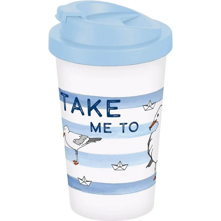 Geda Labels GmbH Coffee-to-go-Becher Take me to the ocean, 1-tlg, PP, Blau, 400 ml, doppelwandig, auslaufsicher – Bild 1