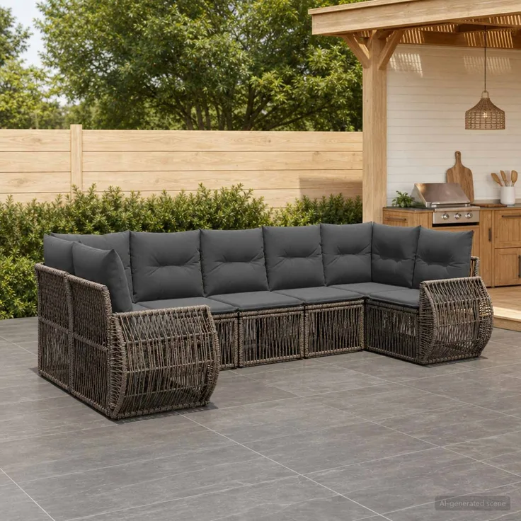vidaXL Gartensofa-set 7 stk. 7-Sitzanzahl Grau und Dunkelgrau 3435518