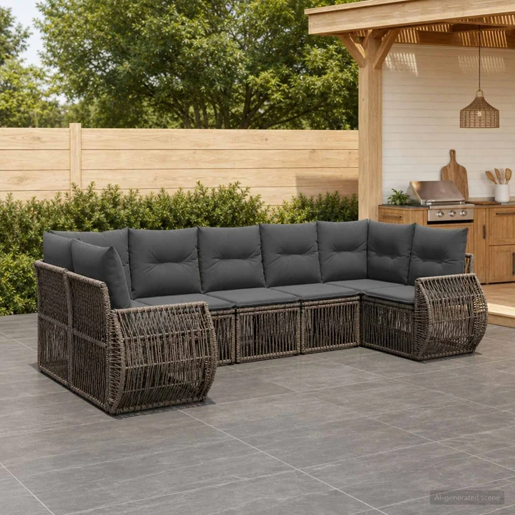 vidaXL Gartensofa-set 7 stk. 7-Sitzanzahl Grau und Dunkelgrau 3435518 – Bild 1
