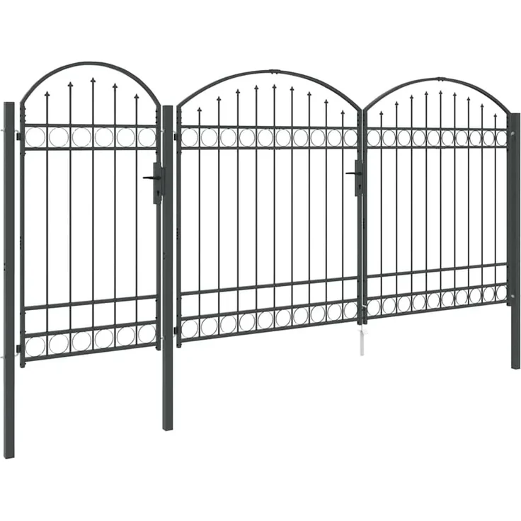 vidaXL Gartentor mit gewölbtem Oberteil Assen Grau 400 x 125 cm Stahl 42008956 – Bild 4