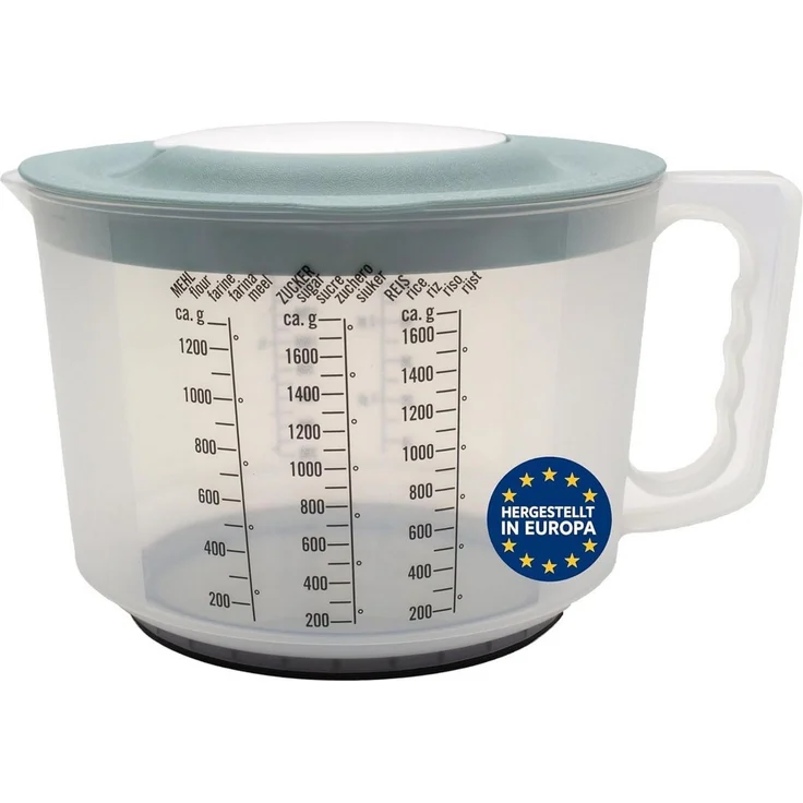 mucHome Messbecher 3in1 Rührbecher 2L mit Spritzschutz, Verschlussdeckel und Ausgießer – Bild 5