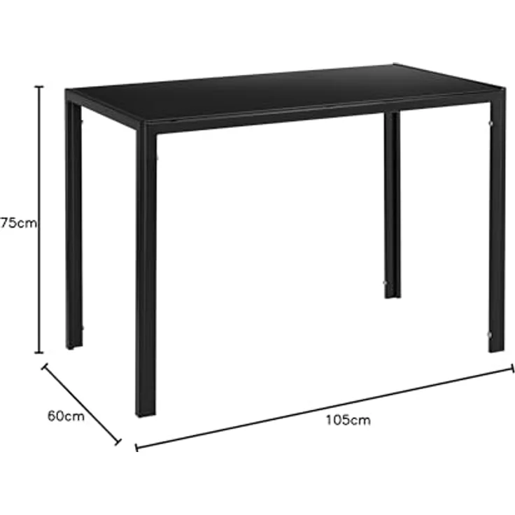 Esstisch Enschede 105x60x75 cm Tischplatte Glas Schwarz en. casa – Bild 4