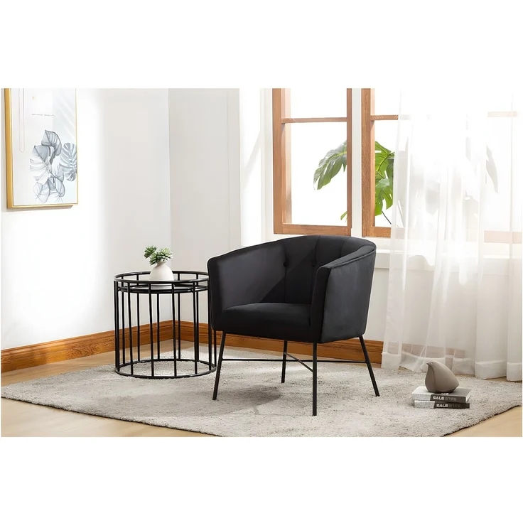 Vente-unique - FAKART - Sessel mit gerader Rückenlehne - Metall - Schwarz - 70 x 62 x 74 cm – Bild 2