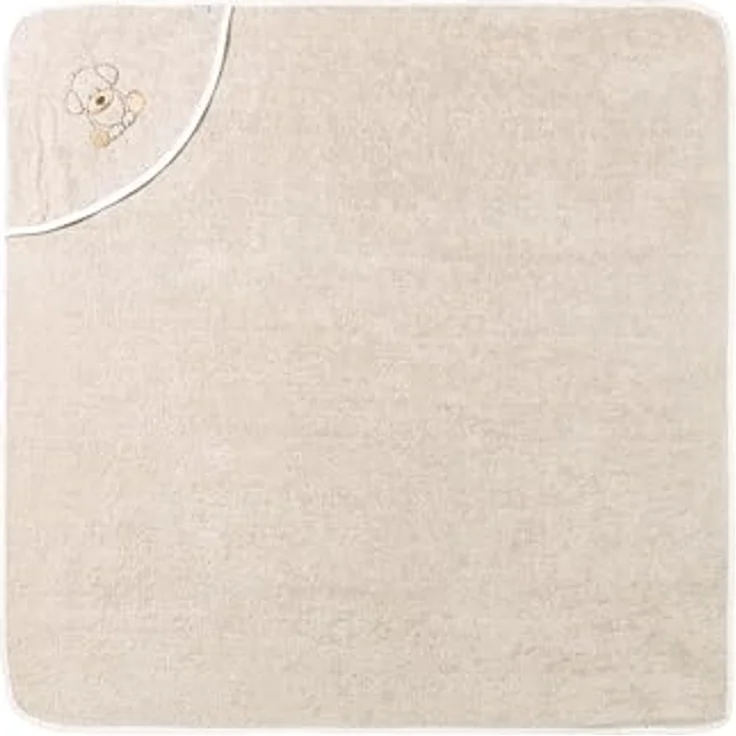 Sterntaler Kapuzenbadetuch 100x100 cm Hund Lucky - Badetuch mit Stickerei auf der Kapuze - Babybadetuch mit Kapuze aus saugfähiger Baumwolle, Sand – Bild 2