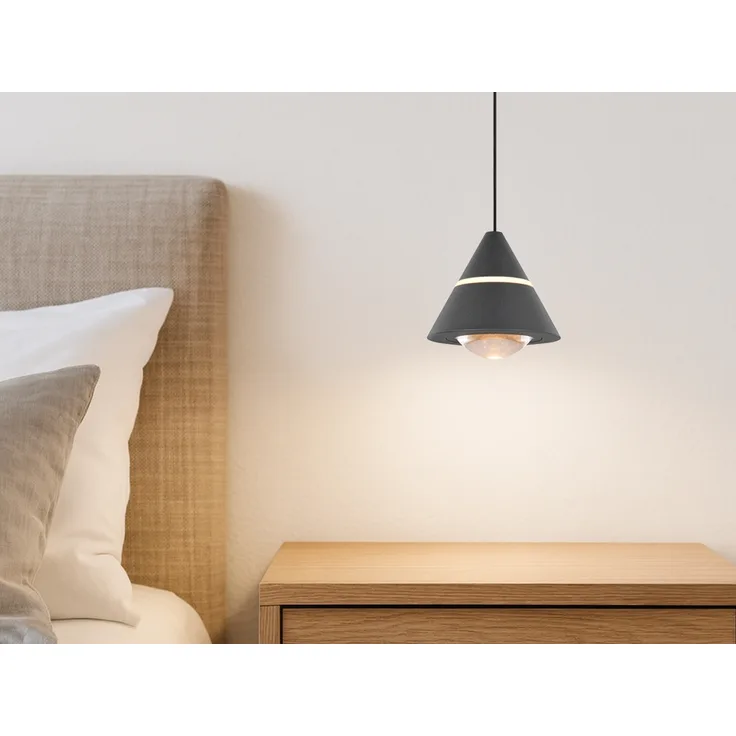 Kleine LED Pendelleuchte ROMEO höhenverstellbar, einflammig, Schwarz Ø 10cm