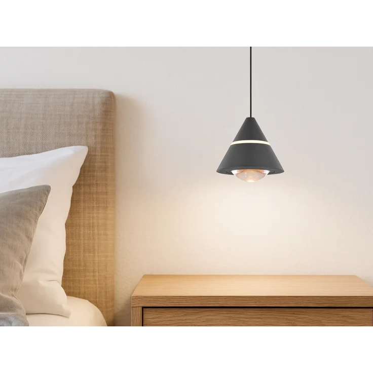 Kleine LED Pendelleuchte ROMEO höhenverstellbar, einflammig, Schwarz Ø 10cm – Bild 1
