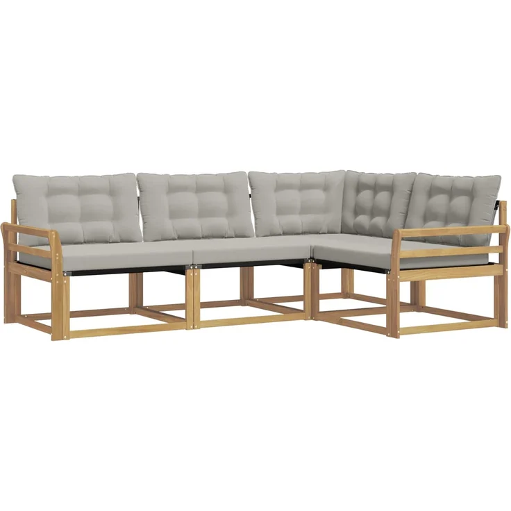 vidaXL Outdoor-Sofagarnitur 4 stk. Weiß und Hellgrau 3388637 – Bild 2