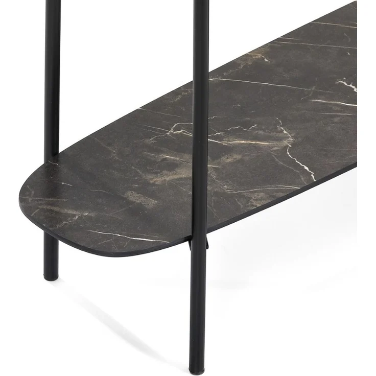 Moderne Design Konsole MARMOL 100cm schwarz Marmor-Dekor Metallgestell – Bild 5