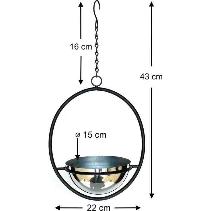 DanDiBo Blumenampel Innen Metall Wand Hängepflanzen 43 cm 96087 S mit Topf Silber Pflanzenhänger Blumenhänger Topfhänger Blumen Blumentopfhänger Hängetopf – Bild 2