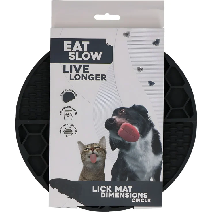Eat Slow Live Longer runde Leckmatte mit tiefen Fächern anthrazit, Durchmesser: 21 cm – Bild 1