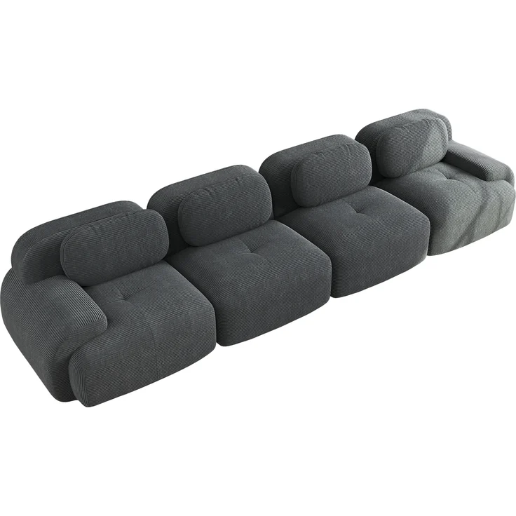 4-Sitzer-Sofa aus weichem Cordstoff,32D hochelastische Polsterung haustierfreundlich und ergonomisch vakuumverpackt frei kombinierbar ohne Montage für Schlafzimmer und Büro,Cordstoff,Grey, – Bild 6