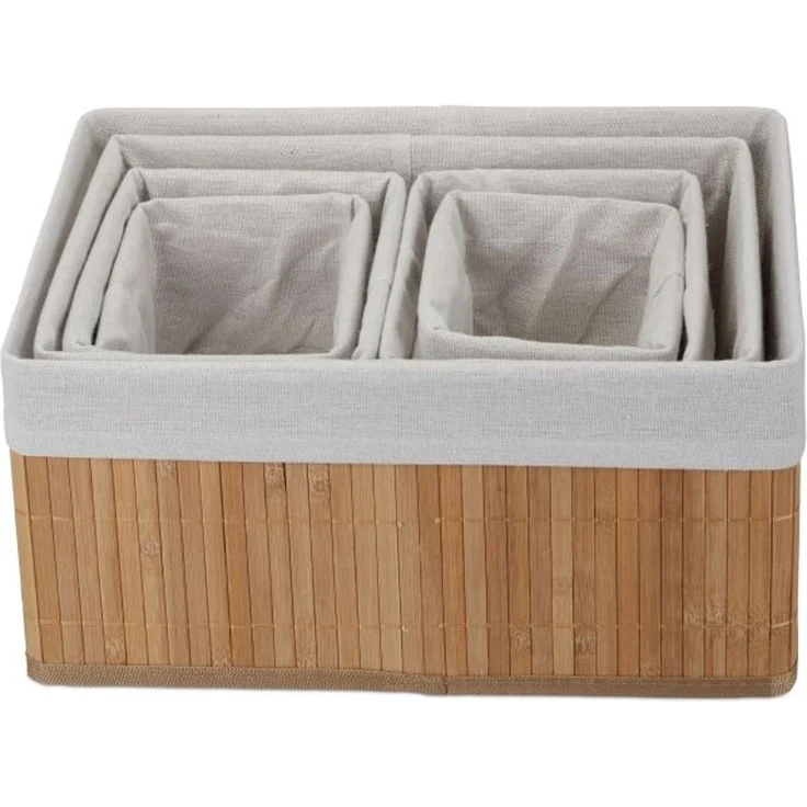 Relaxdays Aufbewahrungskorb, 6er-Set, Bambus, Natur – Bild 5