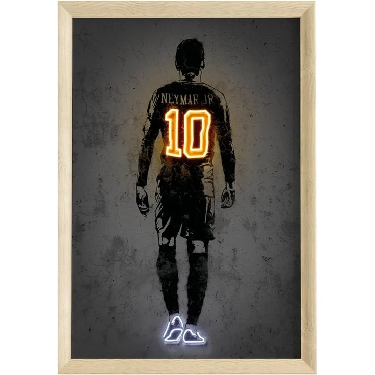 JUSTGOODMOOD Poster Premium ® Neymar Junior Fußball Poster · Neon Effekt · ohne Rahmen – Bild 1
