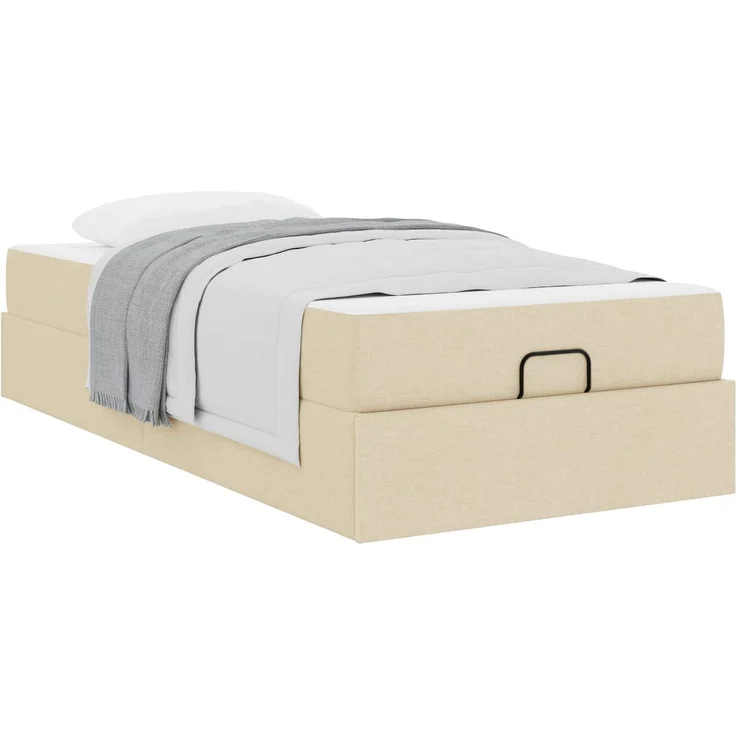 vidaXL Bettgestell mit Matratze mit Matratze 2 pcs Creme Stoff 3399464 – Bild 2