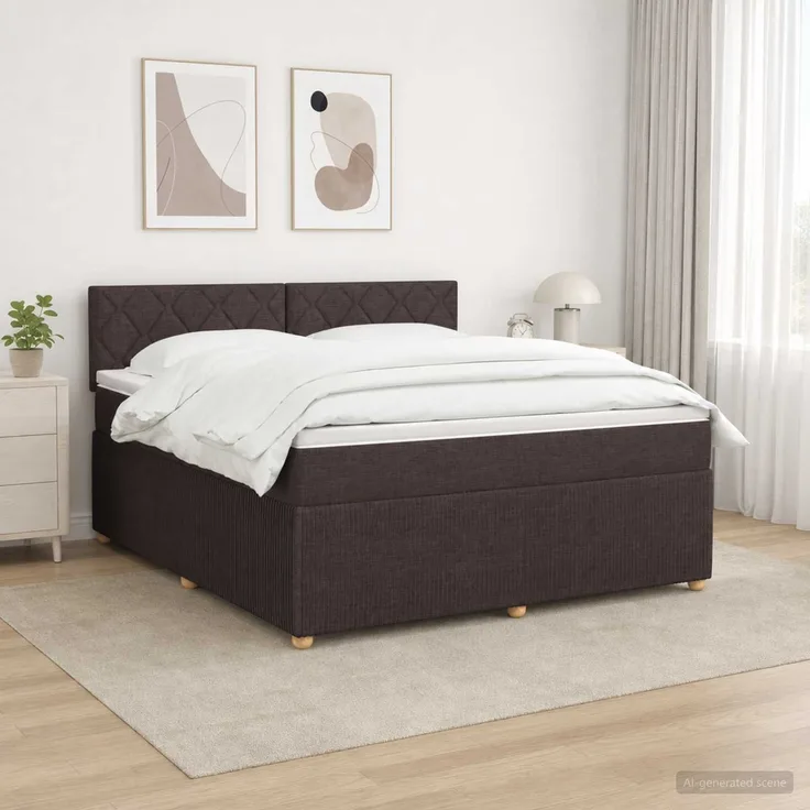 vidaXL Boxspringbett mit Matratze Dunkelbraun 160x200 cm Stoff 3452977