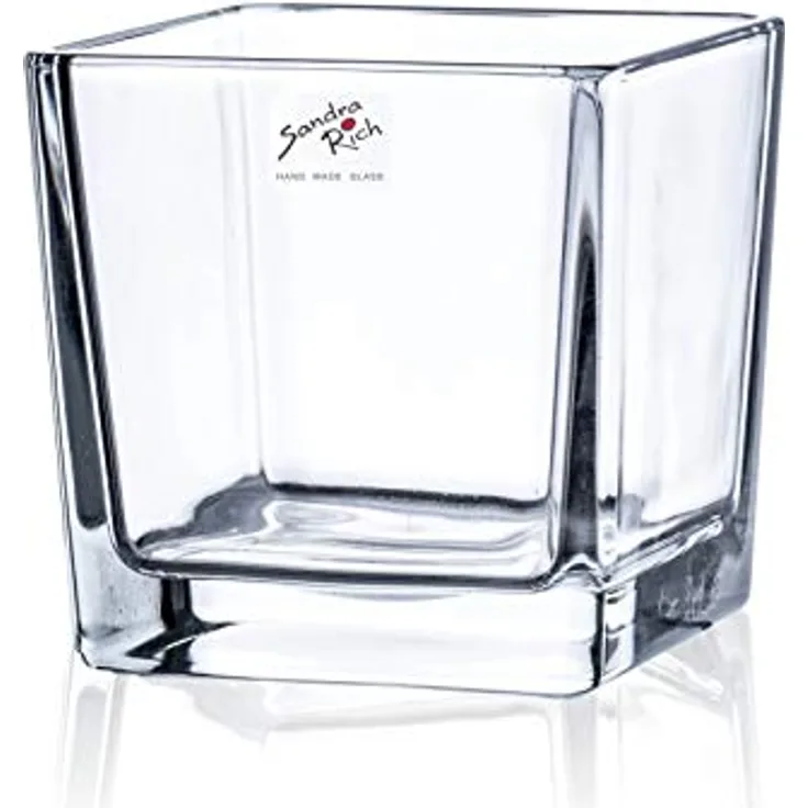 Sandra Rich Glasvase CUBE, Teelichtglas und Windlicht, transparent, 10 cm, 9,5x9,5x9,5 cm