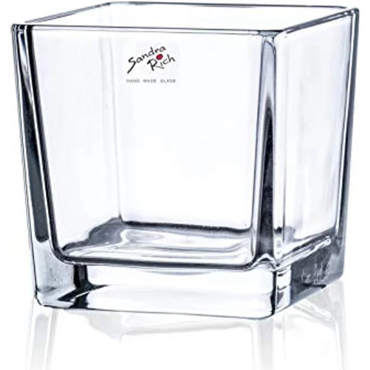 Sandra Rich Glasvase CUBE, Teelichtglas und Windlicht, transparent, 10 cm, 9,5x9,5x9,5 cm – Bild 1