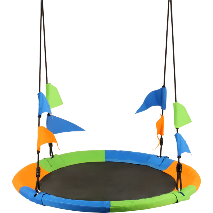 Leogreen Ø 120 cm Nestschaukel, bis 300 kg Kinderschaukel, Seillänge verstellbar 100-180cm, für Kinder & Erwachsene, mit Schaukel Befestigung (Bunt)