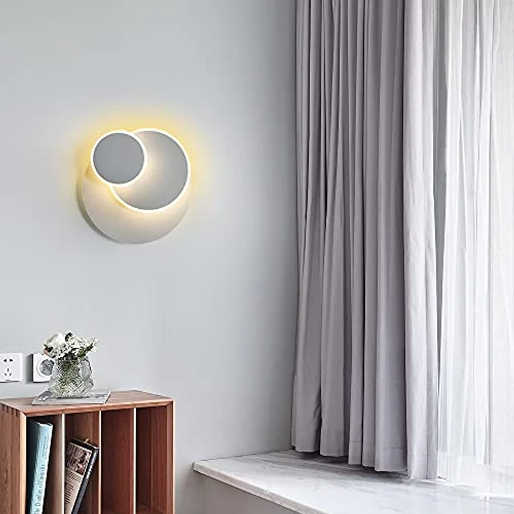 Goeco LED Wandleuchte LED runde Wandleuchte, schlichte Innenleuchte, 17W, Warmweiß, 350 Grad Drehwinkel, keine separate Glühbirne erforderlich – Bild 8